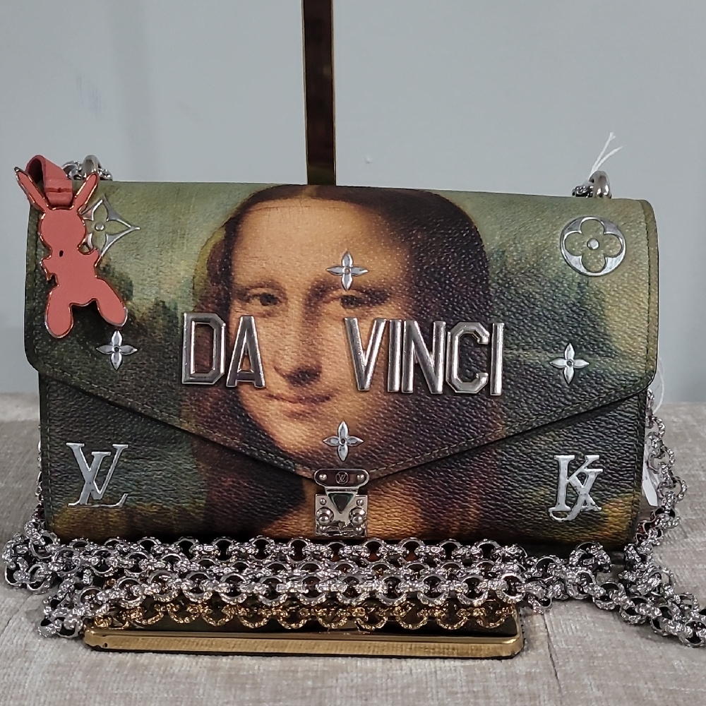 Louis Vuitton  Da Vinci Limited Edition Gray Clutch with Artistic Designs